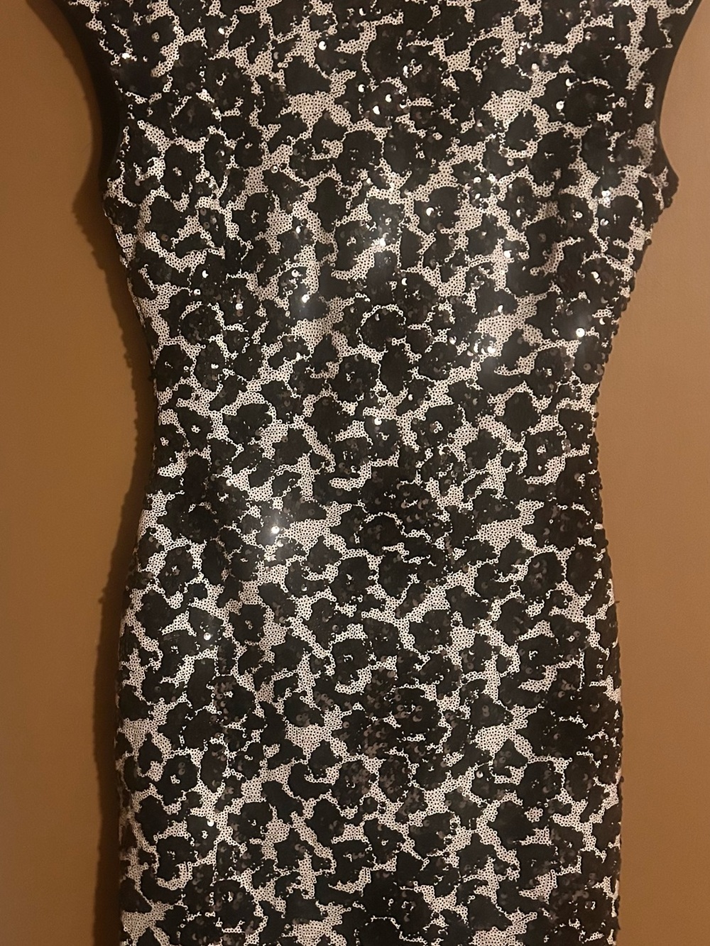 Black and White Sequin Floral Midi Dress by